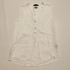 Harve Benard Shirt Womens Size Medium White Linen Sleeveless Top